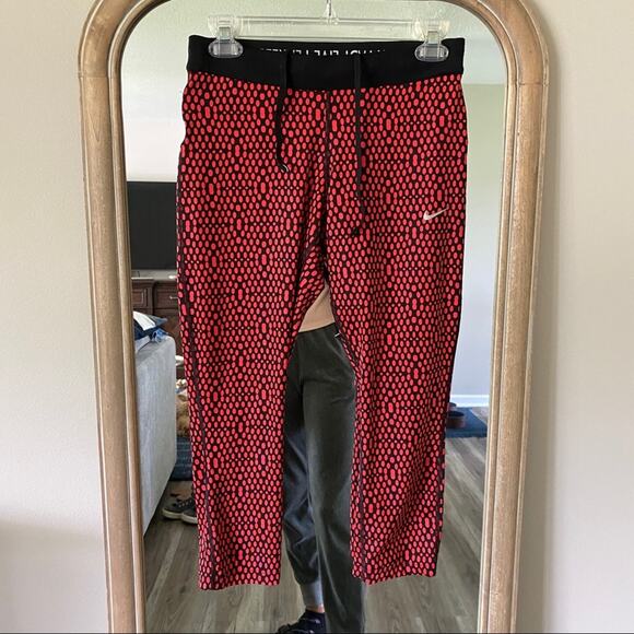 Nike Dri Fit Cropped Leggings Pants Red size M - Picture 8 of 8